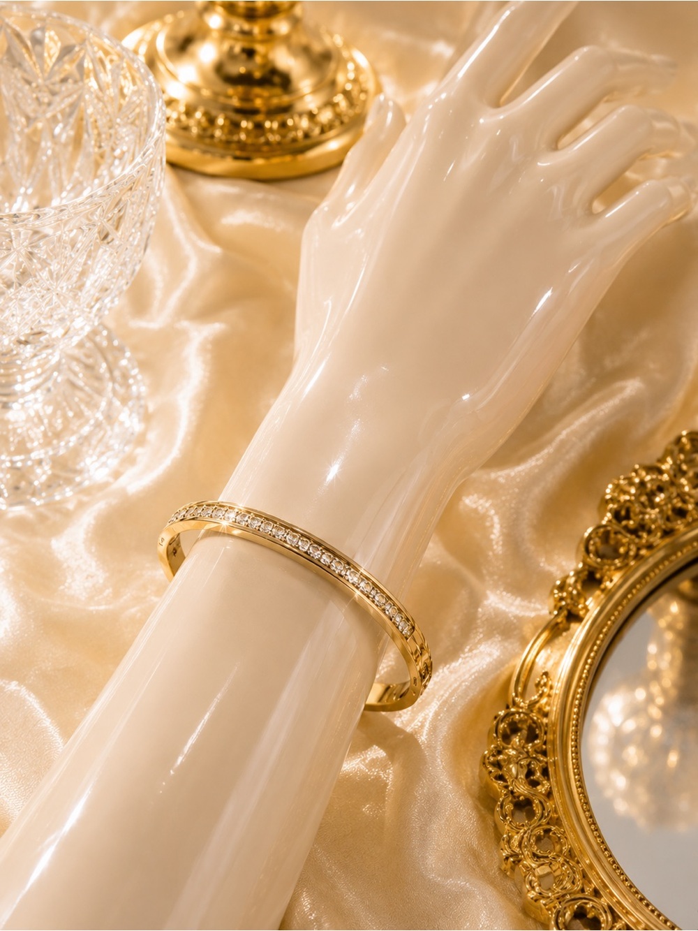 Classic Gold Crystal Pavé Bangle Bracelet - Women Accessories